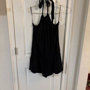 Express Elegant Black Halter Romper Size L